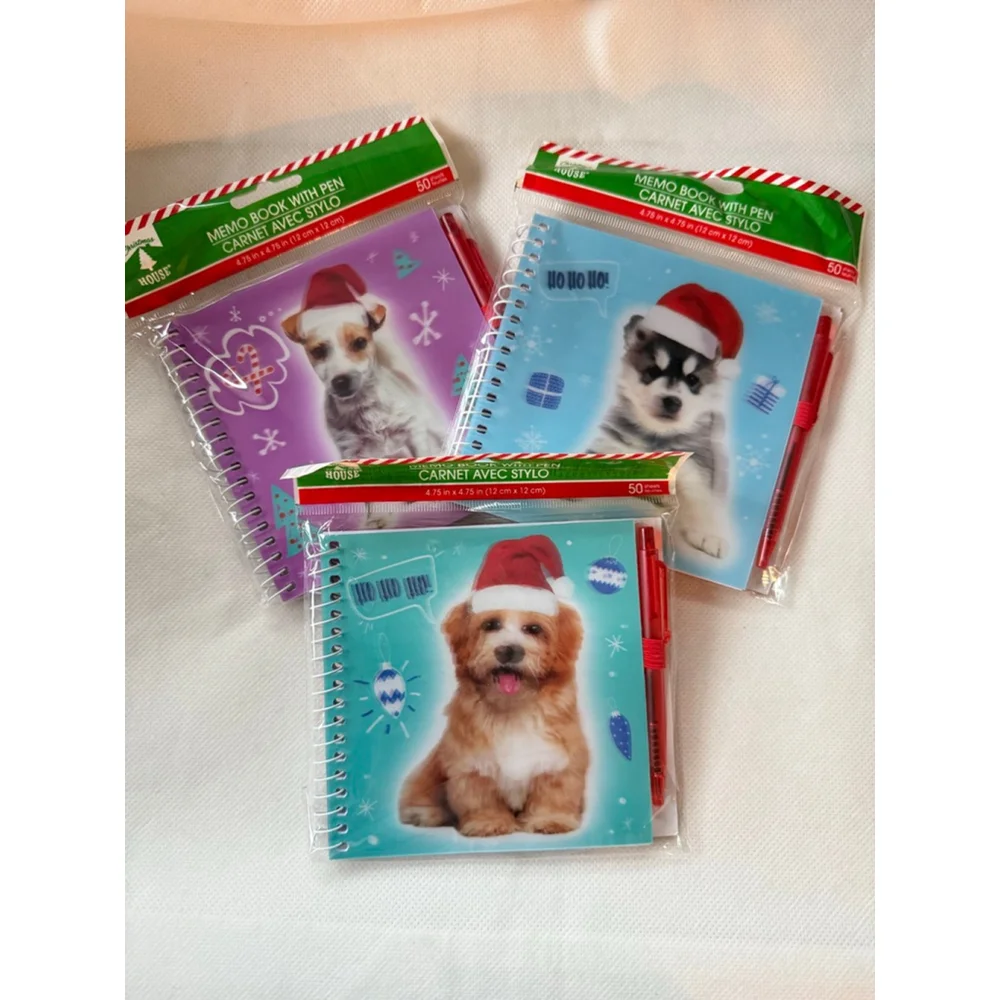 NWT Christmas 3 pack - 3D Petpals Puppy Memo Book With Pen 50 Sheets New Sealed